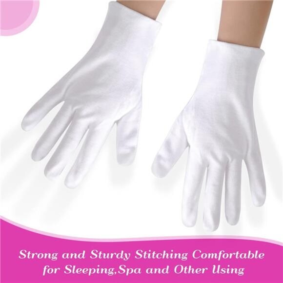 White Cotton Gloves XL Moisturizing Gloves for Dry Hands Eczema Hand Spa Jewelry - Picture 5 of 8